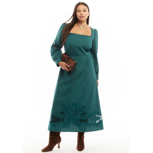Женское платье миди с рукавами из поплина plus size June & Vie
Женское платье миди с рукавами из поплина plus size June & Vie