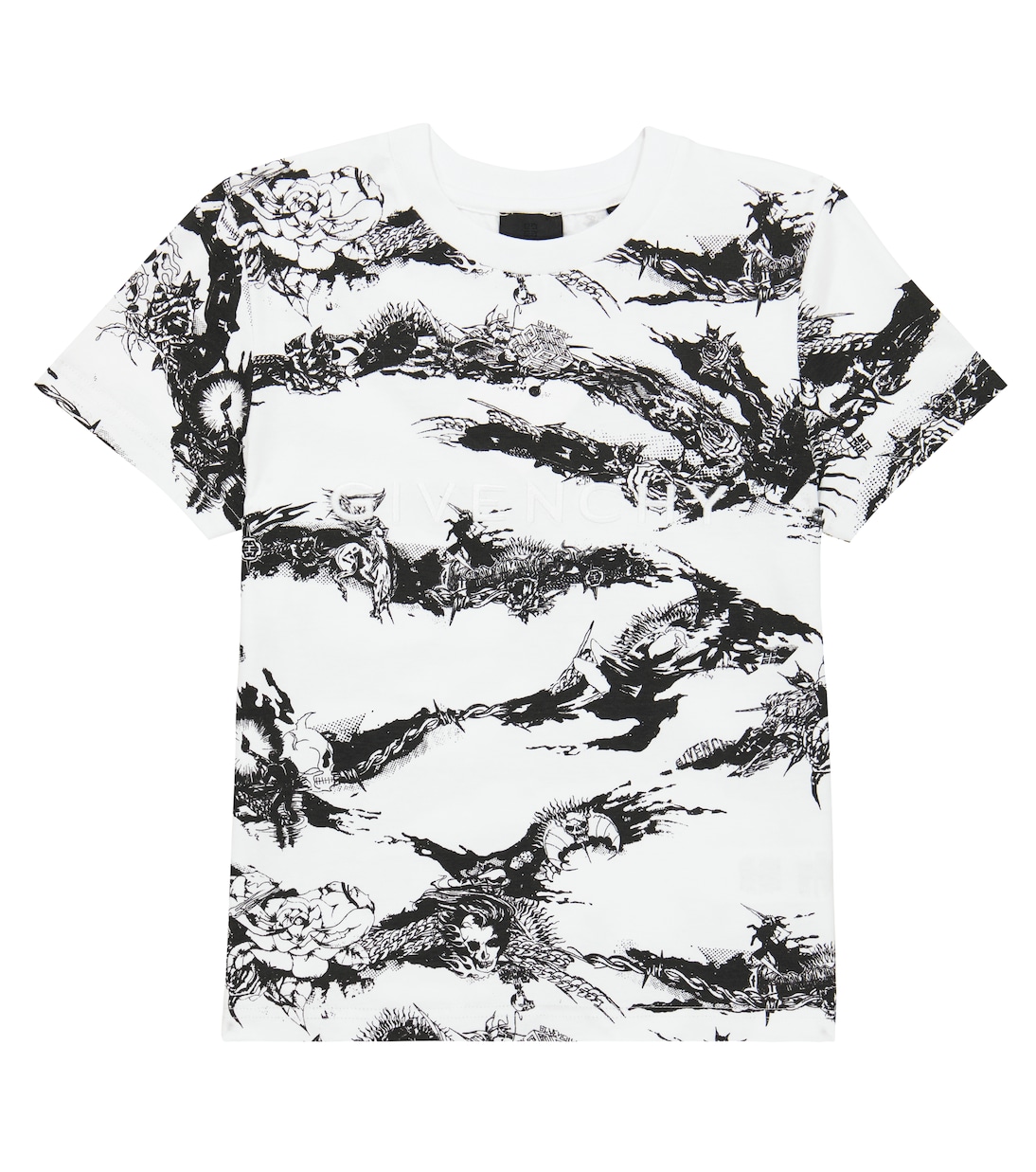 Белая футболка с принтом Givenchy Kids, White Black 
Белая футболка с принтом Givenchy Kids, White Black