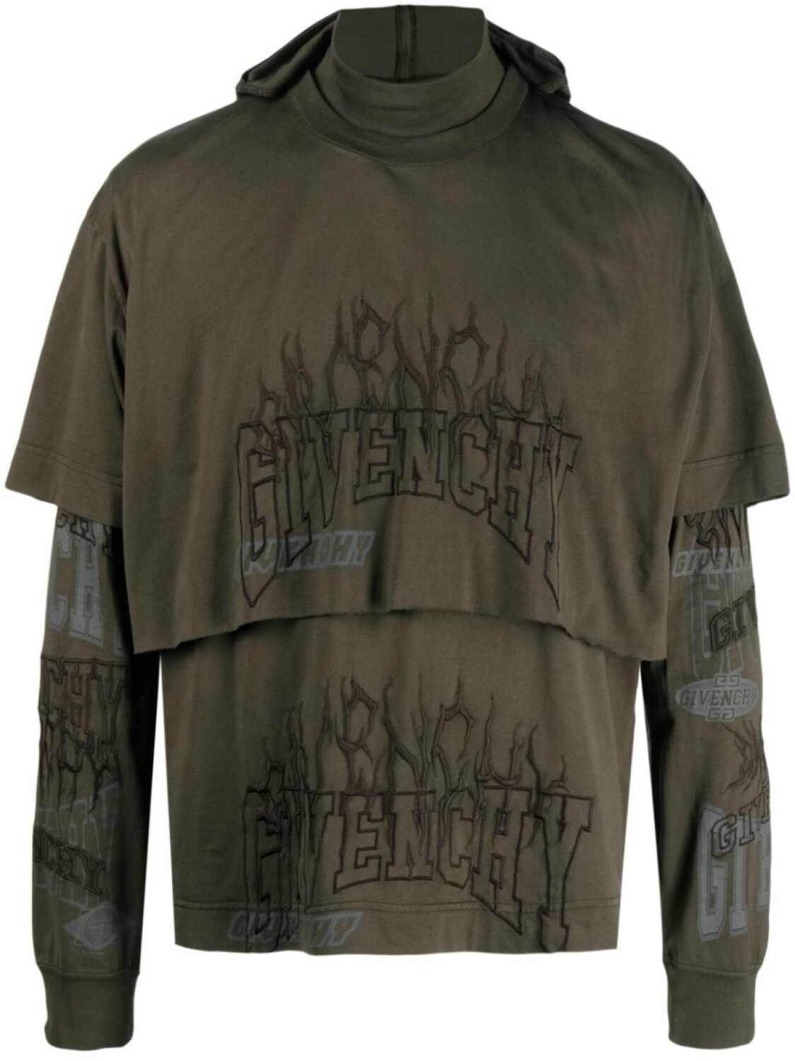 Givenchy многослойное худи с вышитым логотипом, зеленый
Givenchy многослойное худи с вышитым логотипом, зеленый