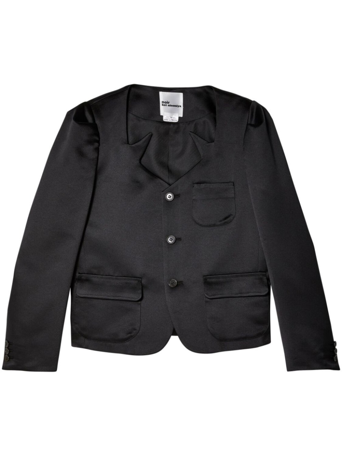 Noir Kei Ninomiya атласный однобортный пиджак, черный
Noir Kei Ninomiya атласный однобортный пиджак, черный