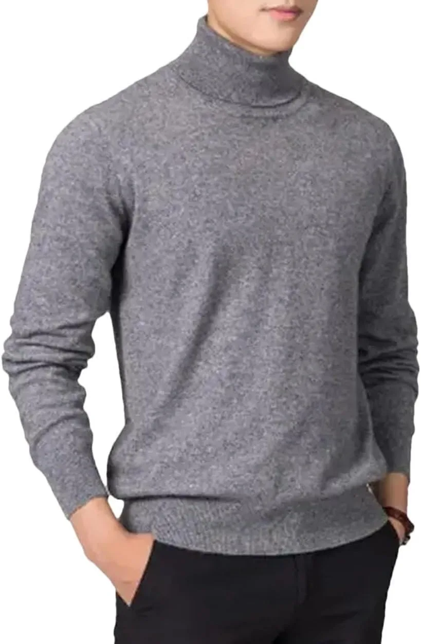 Мужской свитер-водолазка из шерсти с длинными рукавами и косой вязкой
Мужской свитер-водолазка из шерсти с длинными рукавами и косой вязкой