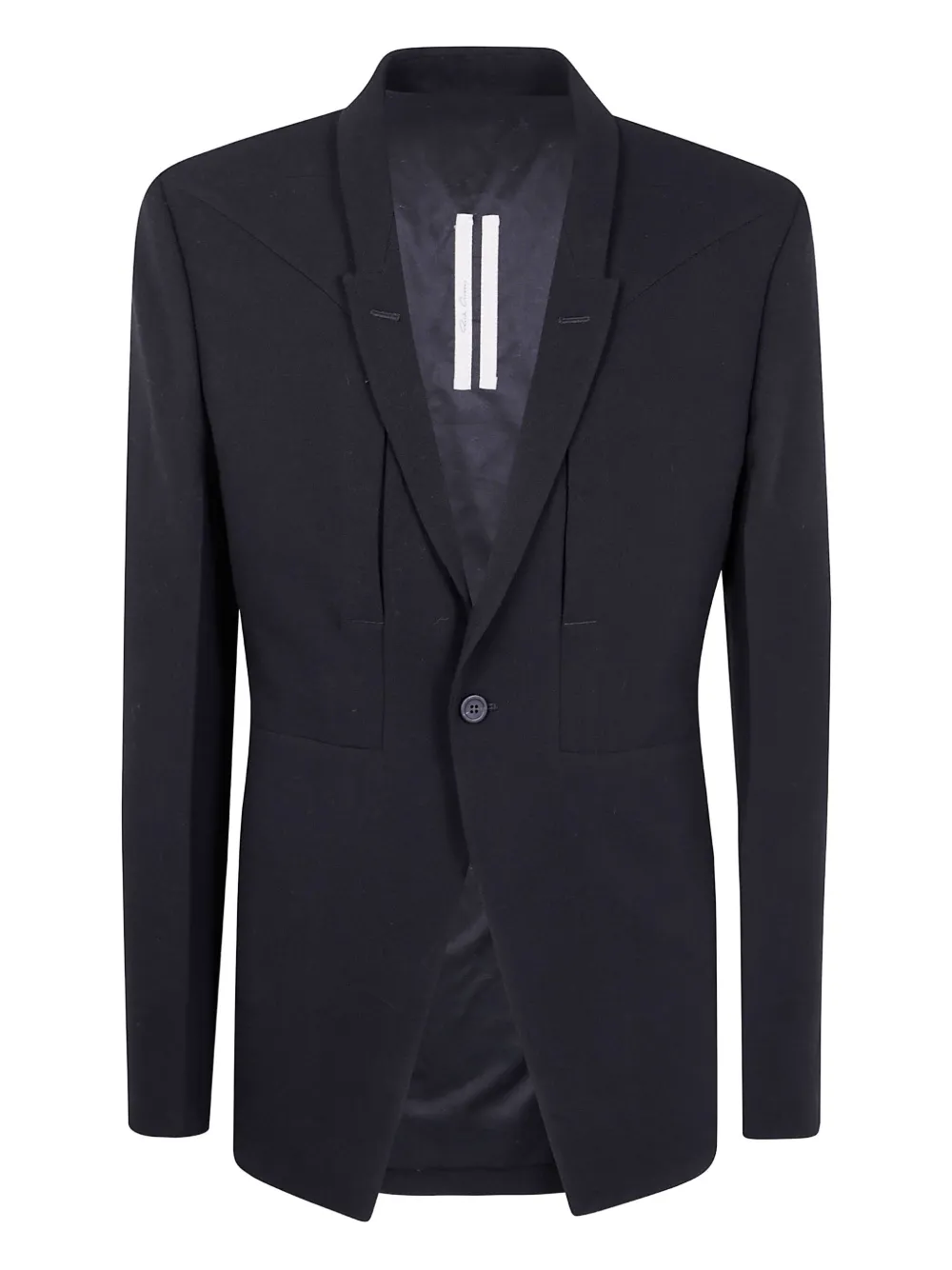 Однобортный шерстяной пиджак Rick Owens, черный
Однобортный шерстяной пиджак Rick Owens, черный