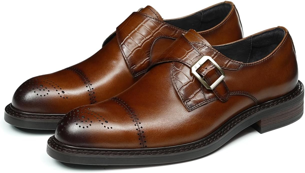 Мужские туфли-лоферы Santimon с монк-ремешком, натуральная кожа, носок с отделкой кап-тоу, однопряжковые мокасины с броги-деталями и противоскользящей резиновой подошвой для работы, офиса и свадьбы, коричневый
Мужские туфли-лоферы Santimon с монк-ремешком, натуральная кожа, носок с отделкой кап-тоу, однопряжковые мокасины с броги-деталями и противоскользящей резиновой подошвой для работы, офиса и свадьбы, коричневый