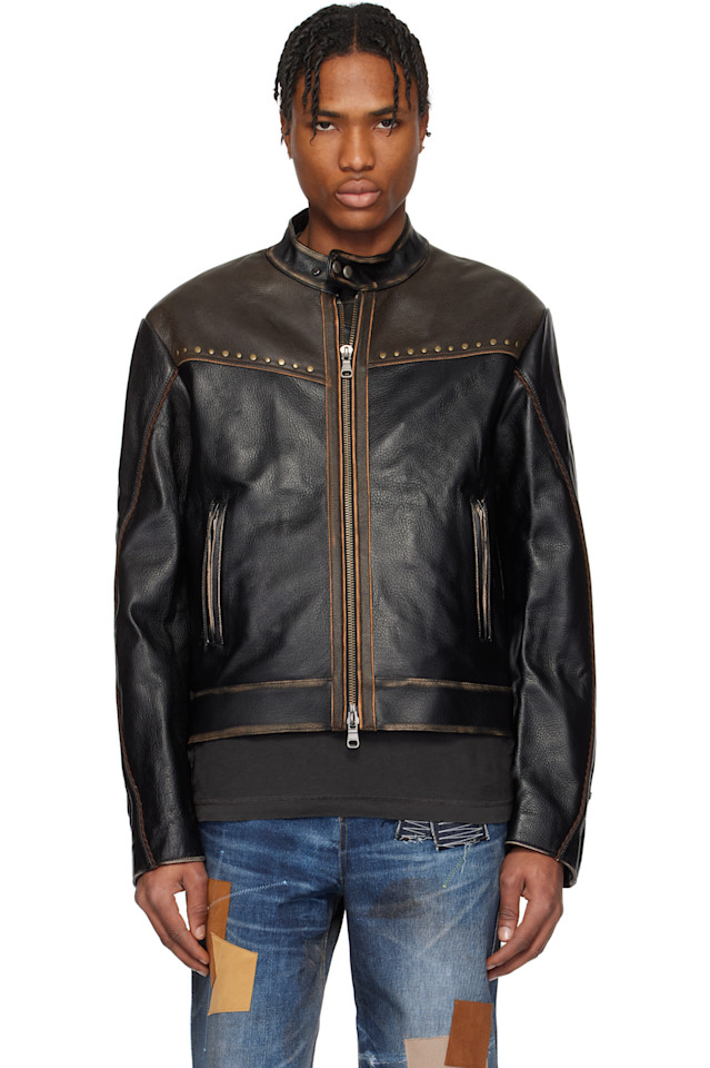 Эксклюзивная коричневая винтажная кожаная куртка байкера Ssense Andersson Bell, черный
Эксклюзивная коричневая винтажная кожаная куртка байкера Ssense Andersson Bell, черный