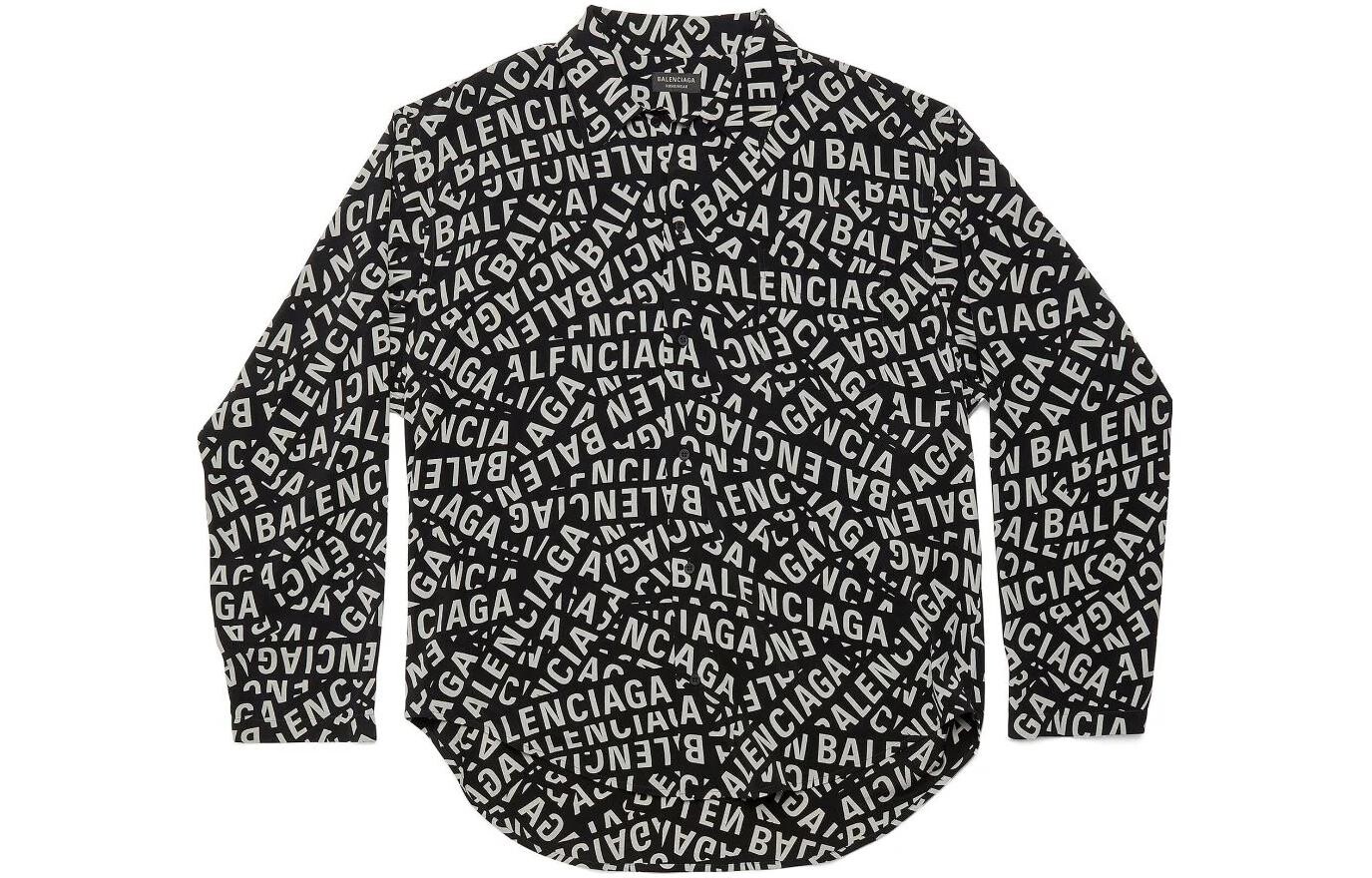 Рубашка женская Balenciaga с принтом логотипа, черный 
Рубашка женская Balenciaga с принтом логотипа, черный