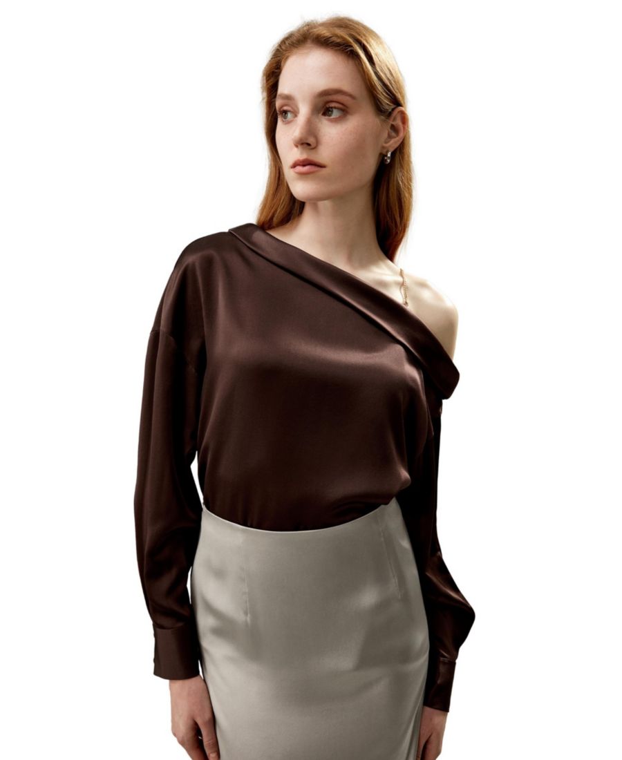 Женский шелковый элегантный топ на одно плечо LILYSILK, Dark brown
Женский шелковый элегантный топ на одно плечо LILYSILK, Dark brown