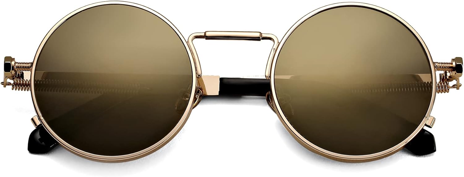 Солнцезащитные очки AIEYEZO круглой формы в стиле стимпанк, модные ретро-очки в готической металлической оправе, линзы со 100% защитой от УФ-излучения, Gold/Luxury Gold Mirror
Солнцезащитные очки AIEYEZO круглой формы в стиле стимпанк, модные ретро-очки в готической металлической оправе, линзы со 100% защитой от УФ-излучения, Gold/Luxury Gold Mirror