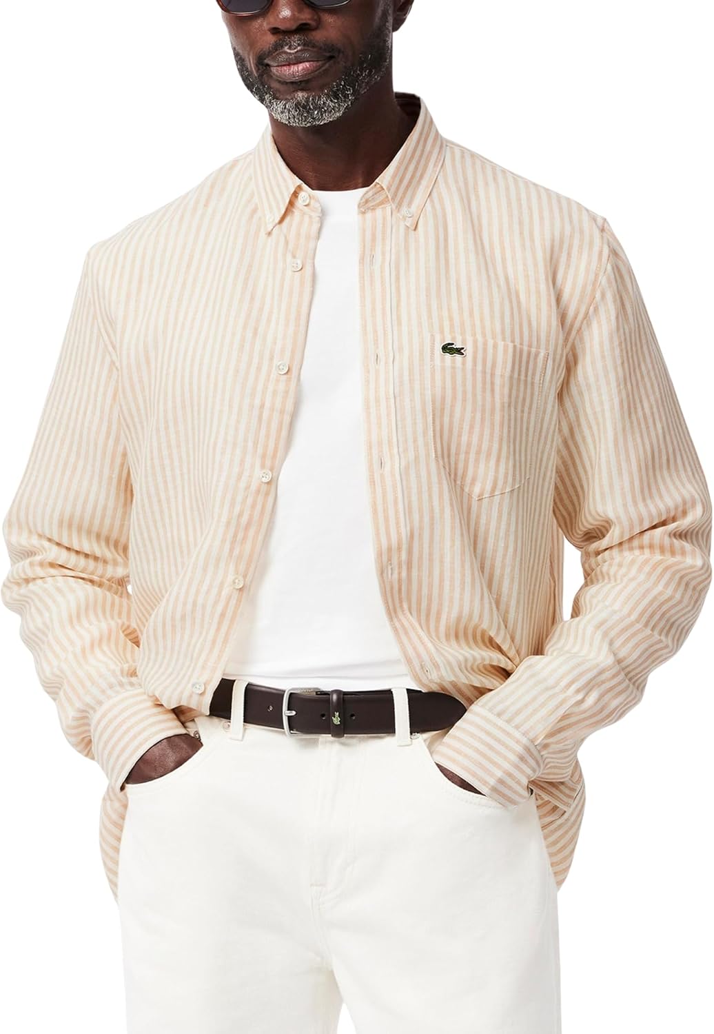 Lacoste мужская повседневная рубашка на пуговицах Regular Fit из льна, White/Croissant
Lacoste мужская повседневная рубашка на пуговицах Regular Fit из льна, White/Croissant