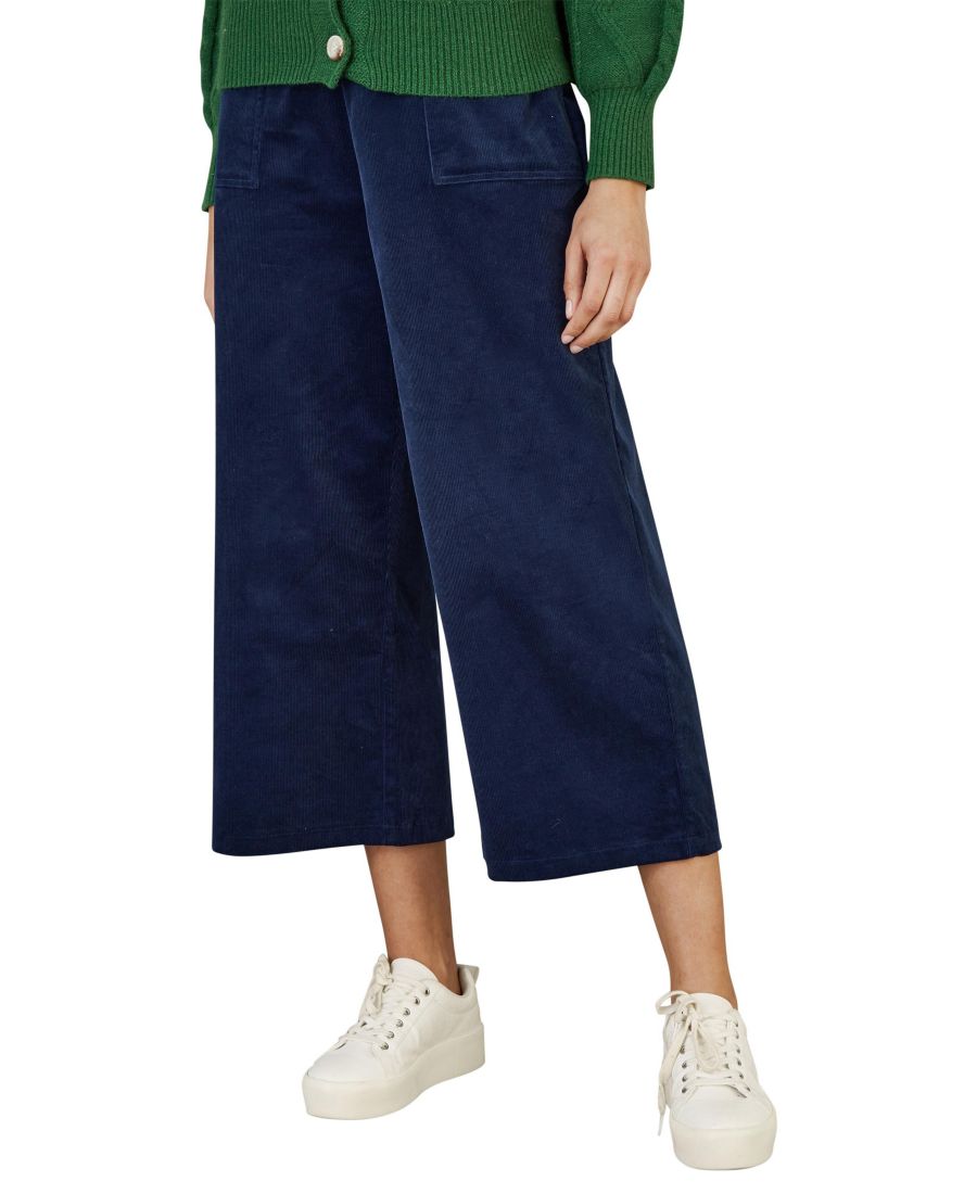 Женские укороченные брюки из вельвета с широкими штанинами Yumi, Navy
Женские укороченные брюки из вельвета с широкими штанинами Yumi, Navy