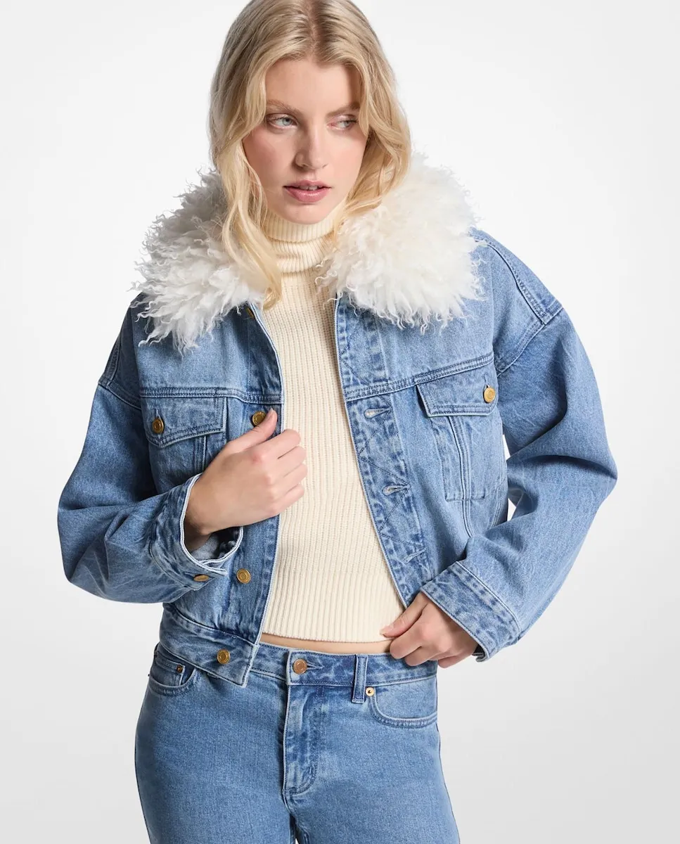 Женская джинсовая куртка из хлопка с воротником из искусственного меха Michael Michael Kors, индиго
Женская джинсовая куртка из хлопка с воротником из искусственного меха Michael Michael Kors, индиго