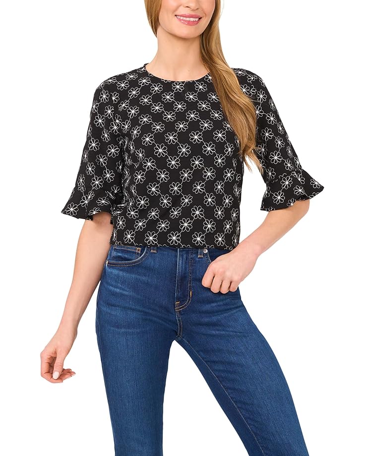 Топ CeCe Ruffle Cuff Embroidered Crew Neck Top, цвет Rich Black
Топ CeCe Ruffle Cuff Embroidered Crew Neck Top, цвет Rich Black