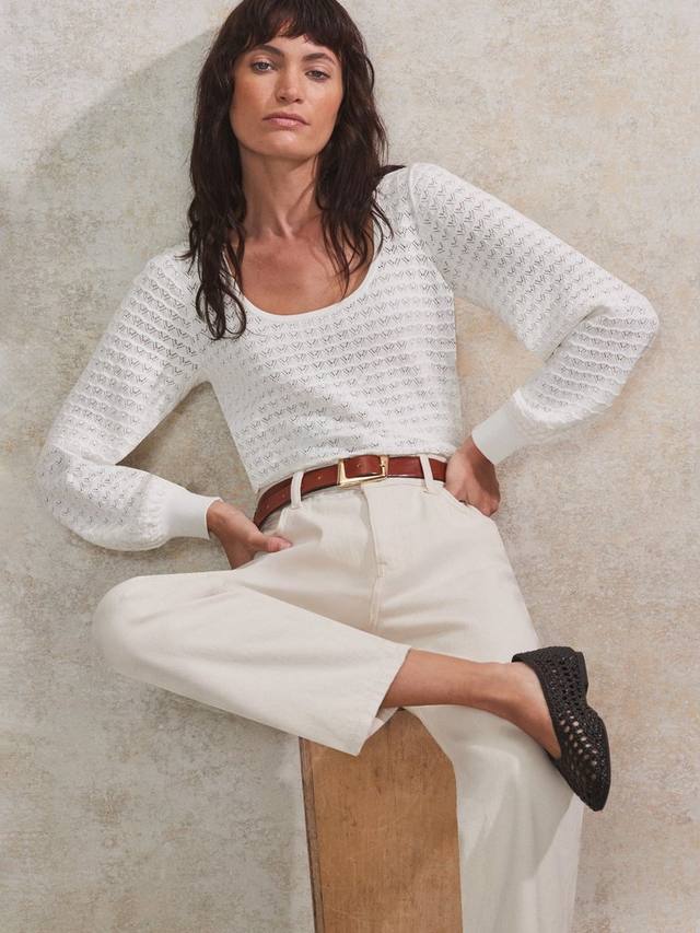 Топ с овальным вырезом из трикотажа pointelle Ro&Zo, белый
Топ с овальным вырезом из трикотажа pointelle Ro&Zo, белый