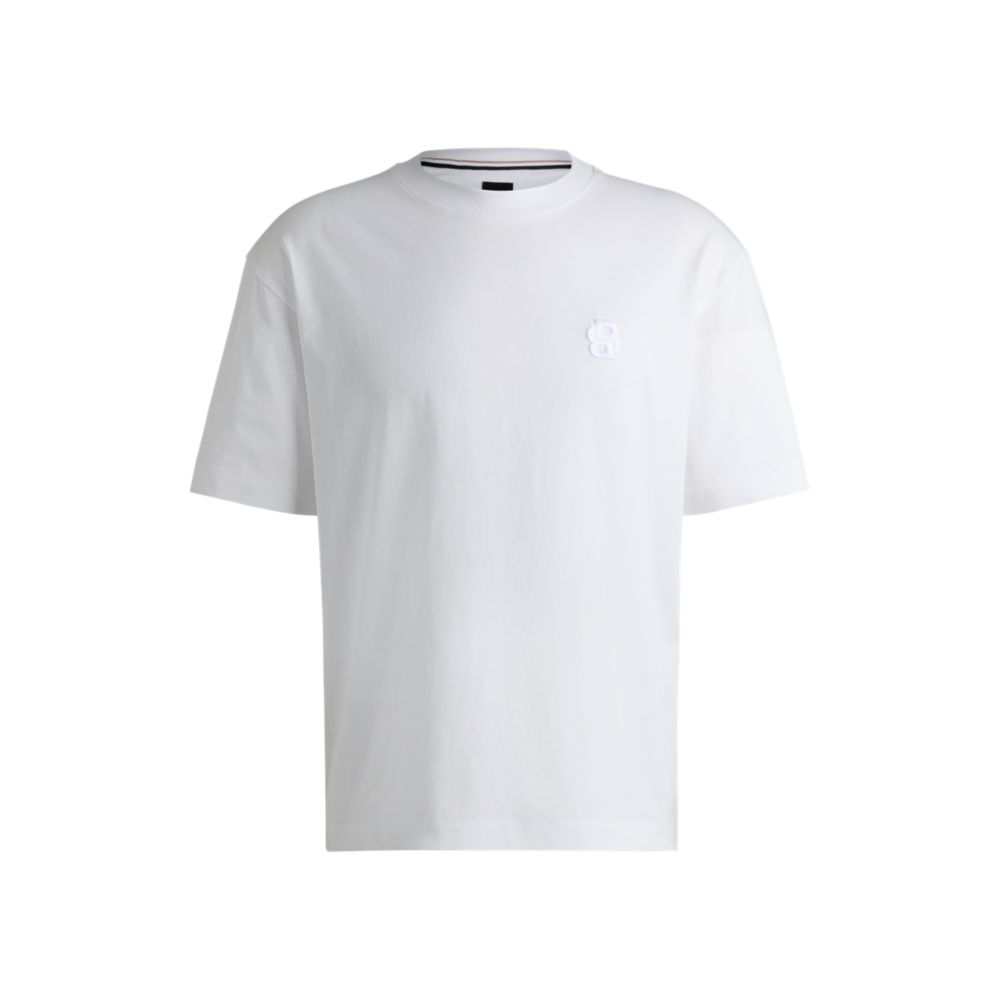 Футболка из мерсеризованного хлопка с монограммой Double B BOSS, белый
Футболка из мерсеризованного хлопка с монограммой Double B BOSS, белый