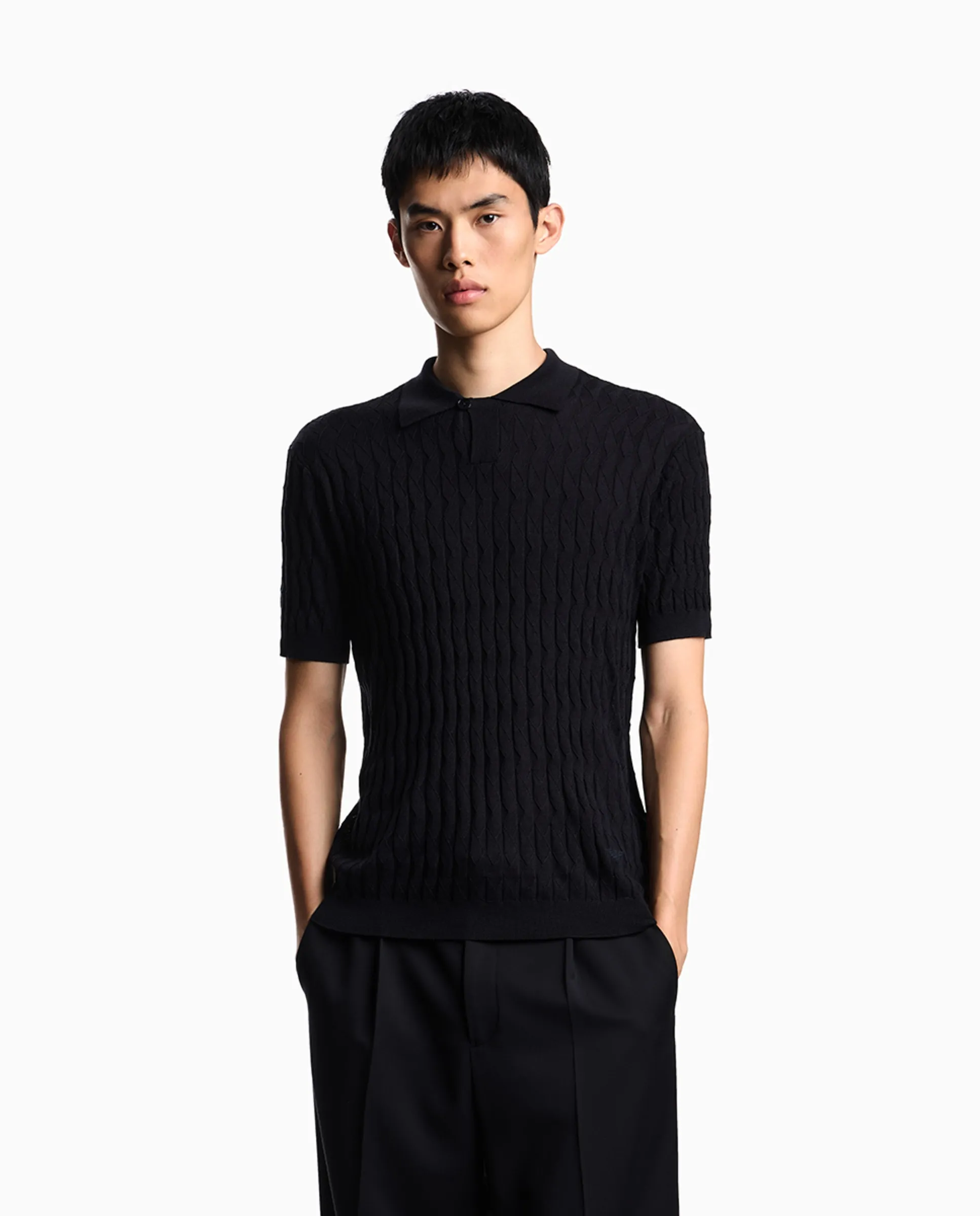 Мужская поло из трикотажа с коротким рукавом Emporio Armani, темно-синий
Мужская поло из трикотажа с коротким рукавом Emporio Armani, темно-синий