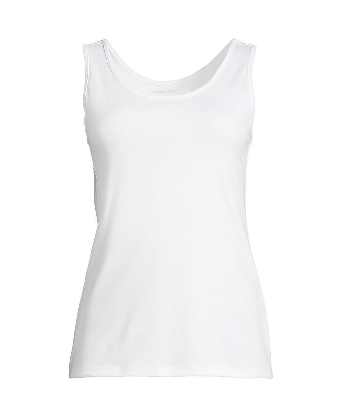 Женская хлопковая майка на бретелях Lands' End, белый 
Женская хлопковая майка на бретелях Lands' End, белый