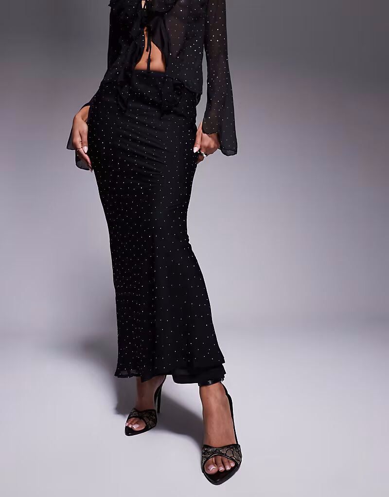 Юбка макси из шифона New Look черного цвета с отделкой
Юбка макси из шифона New Look черного цвета с отделкой