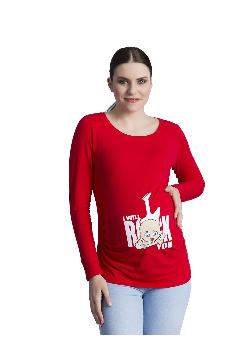 Рубашка с длинными рукавами для беременных I Will Rock You с мотивом M.M.C., красный 
Рубашка с длинными рукавами для беременных I Will Rock You с мотивом M.M.C., красный