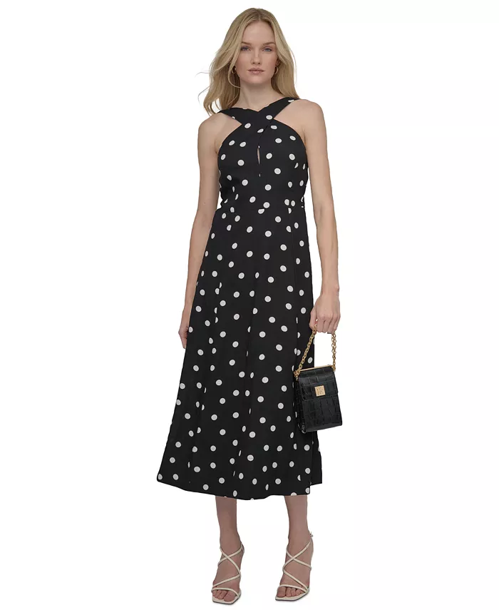 Миниатюрное миди-платье-халтер в горошек с перекрещивающимися бретелями DKNY, черный
Миниатюрное миди-платье-халтер в горошек с перекрещивающимися бретелями DKNY, черный
