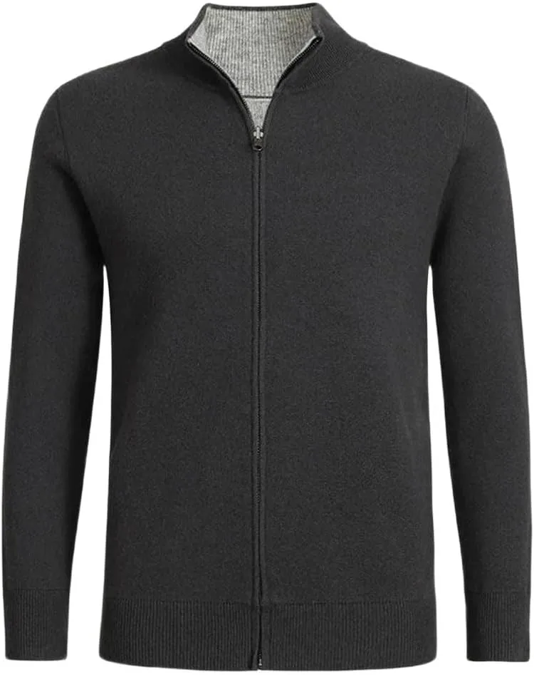 Мужской кардиган из кашемира с молнией и высоким воротником
Мужской кардиган из кашемира с молнией и высоким воротником