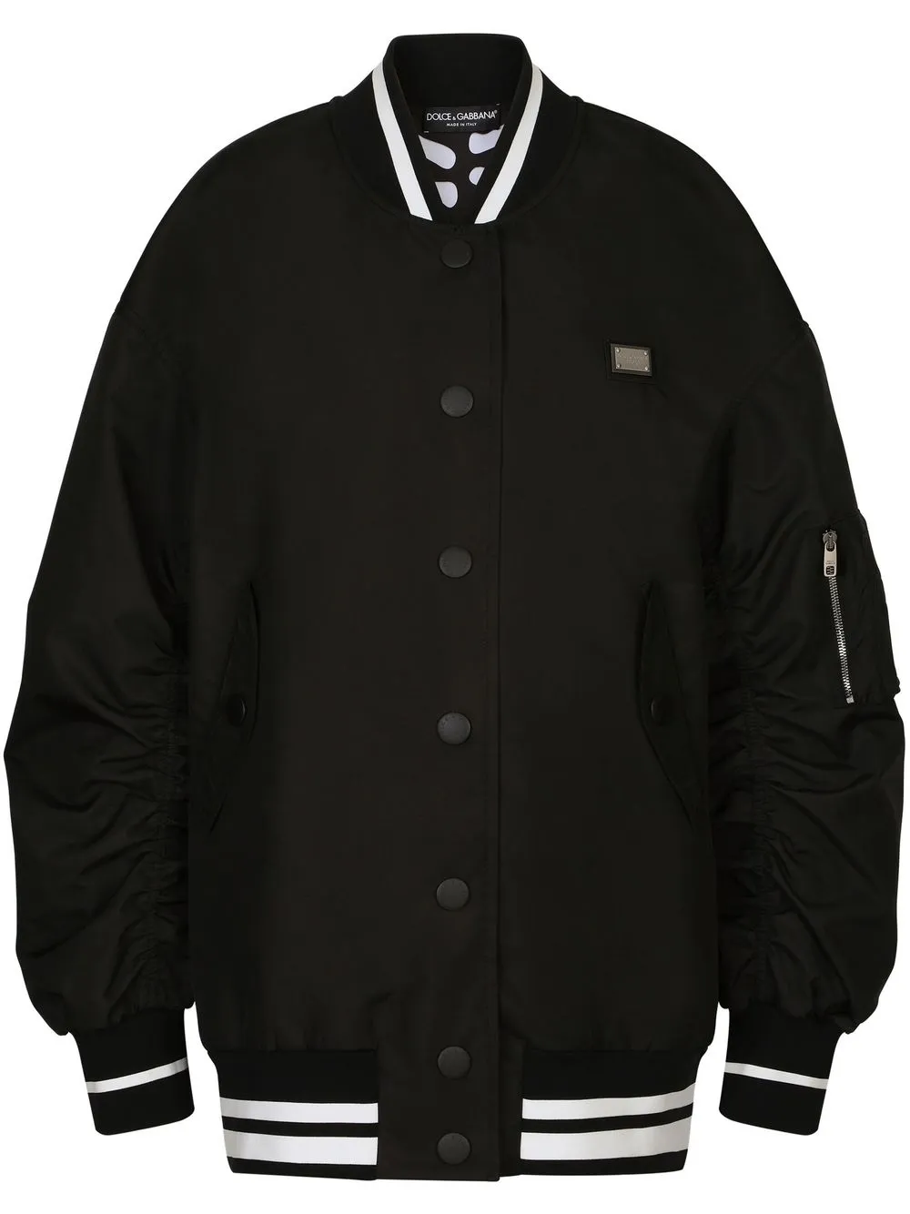 Бомбер с отделкой в полоску DOLCE & GABBANA, черный 
Бомбер с отделкой в полоску DOLCE & GABBANA, черный