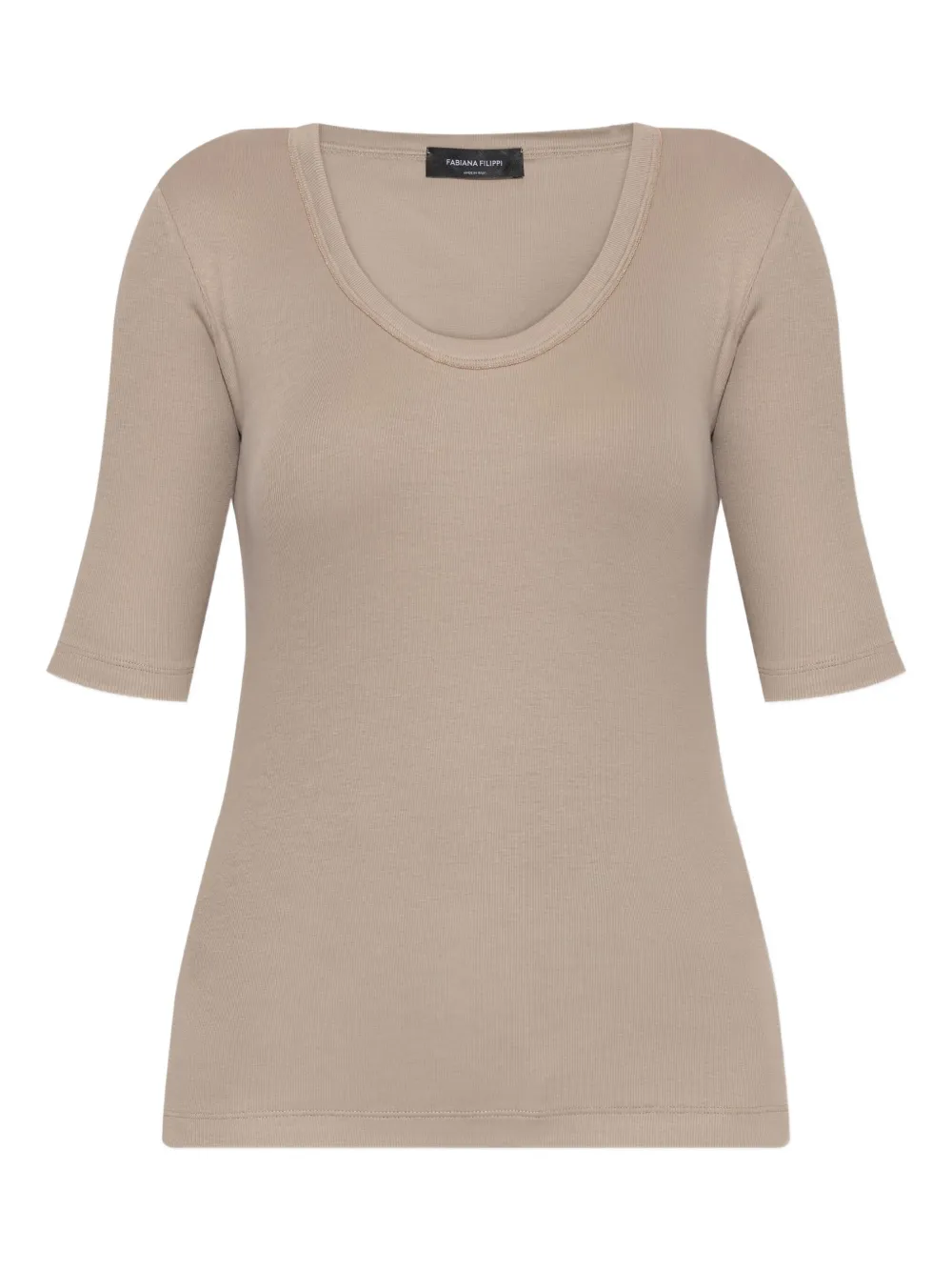 Топ с круглым вырезом в рубчик Fabiana Filippi, нейтральный
Топ с круглым вырезом в рубчик Fabiana Filippi, нейтральный