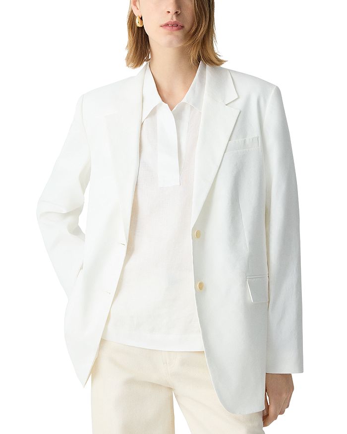 Однобортный льняной блейзер Theory, белый
Однобортный льняной блейзер Theory, белый