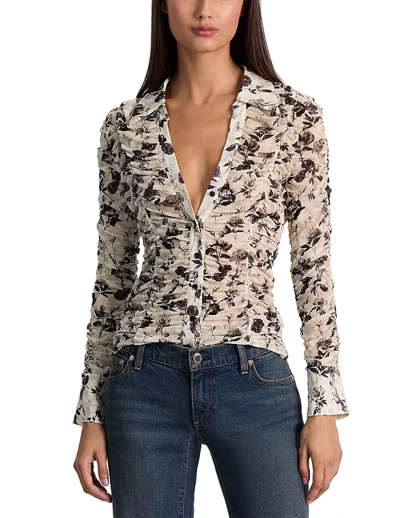 Блузка Portia из сетчатой ткани с драпировкой Alice And Olivia, белый
Блузка Portia из сетчатой ткани с драпировкой Alice And Olivia, белый