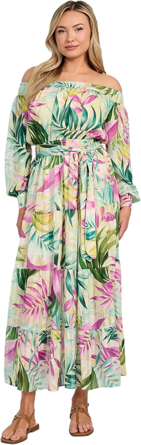 GUESS Женское платье Eco Josee с открытыми плечами, Tropical Escape Print
GUESS Женское платье Eco Josee с открытыми плечами, Tropical Escape Print