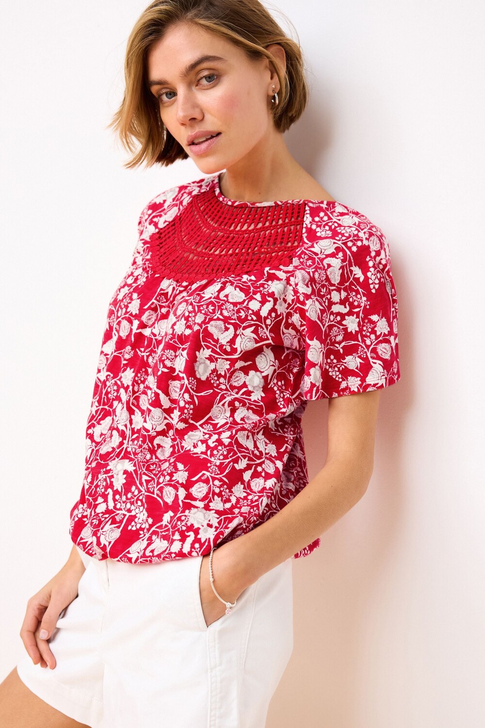 Топ крючком с короткими рукавами и рюшами Next, красный
Топ крючком с короткими рукавами и рюшами Next, красный