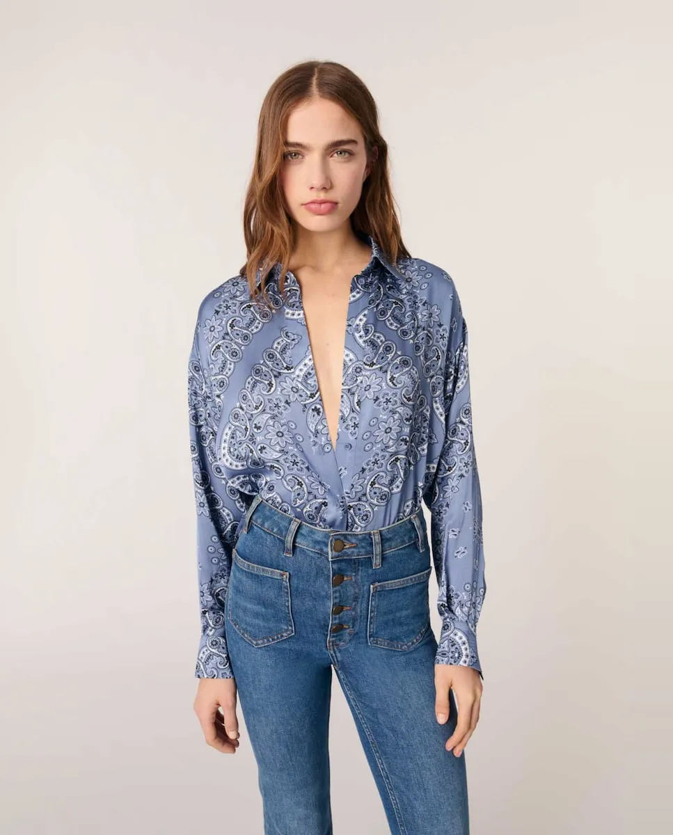 Женская рубашка с принтом и струящейся текстурой Maje, синий
Женская рубашка с принтом и струящейся текстурой Maje, синий