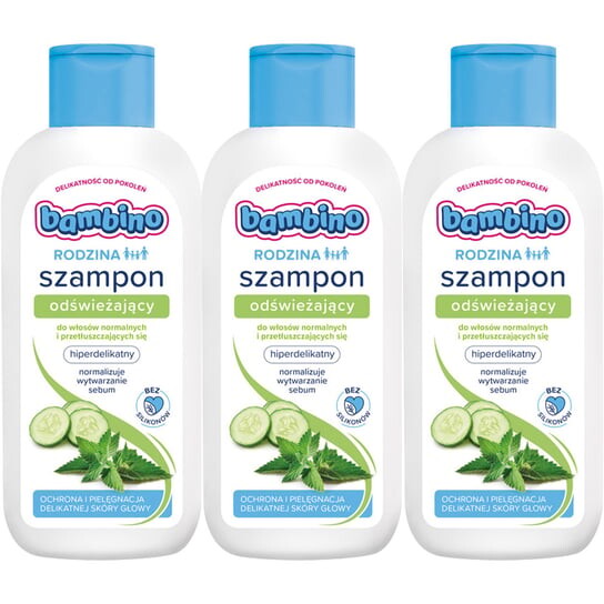 Освежающий шампунь, 3x400 мл Bambino Family
Освежающий шампунь, 3x400 мл Bambino Family