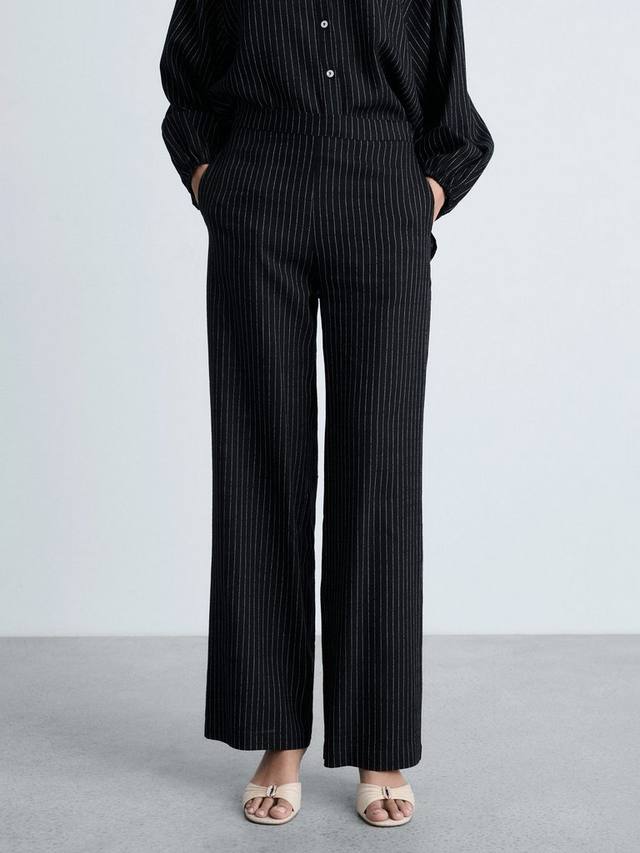 Прямые брюки в полоску с узлом Mango, черный
Прямые брюки в полоску с узлом Mango, черный