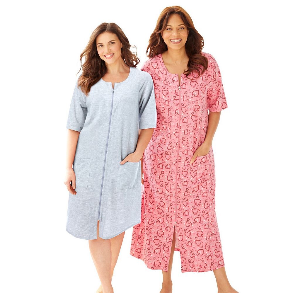 Длинный женский халат из френч терри на молнии спереди Dreams & Co. больших размеров, цвет Pink Hearts
Длинный женский халат из френч терри на молнии спереди Dreams & Co. больших размеров, цвет Pink Hearts