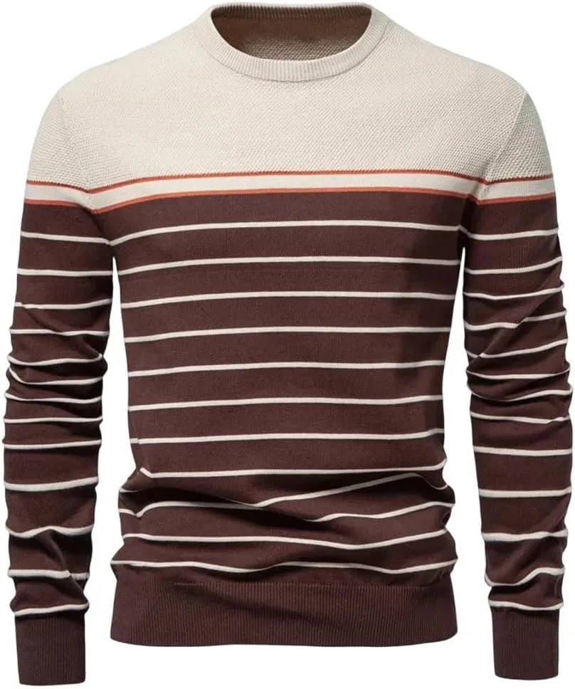 Мужской свитер с круглым вырезом, полосатый, мягкий, для зимы
Мужской свитер с круглым вырезом, полосатый, мягкий, для зимы