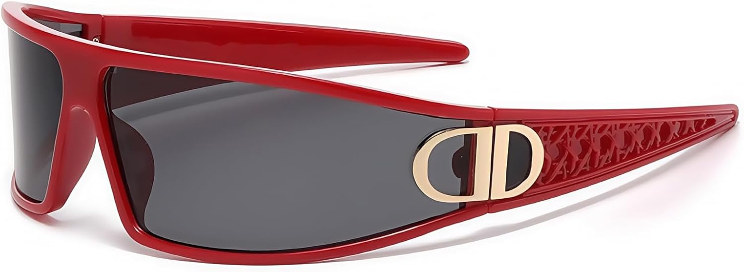 Солнцезащитные очки KUKASEN Y2K для женщин и мужчин, с широким ободком, футуристический козырек с защитой от УФ-излучения UV400, подходят для бега и езды на велосипеде Generic, Red Black
Солнцезащитные очки KUKASEN Y2K для женщин и мужчин, с широким ободком, футуристический козырек с защитой от УФ-излучения UV400, подходят для бега и езды на велосипеде Generic, Red Black