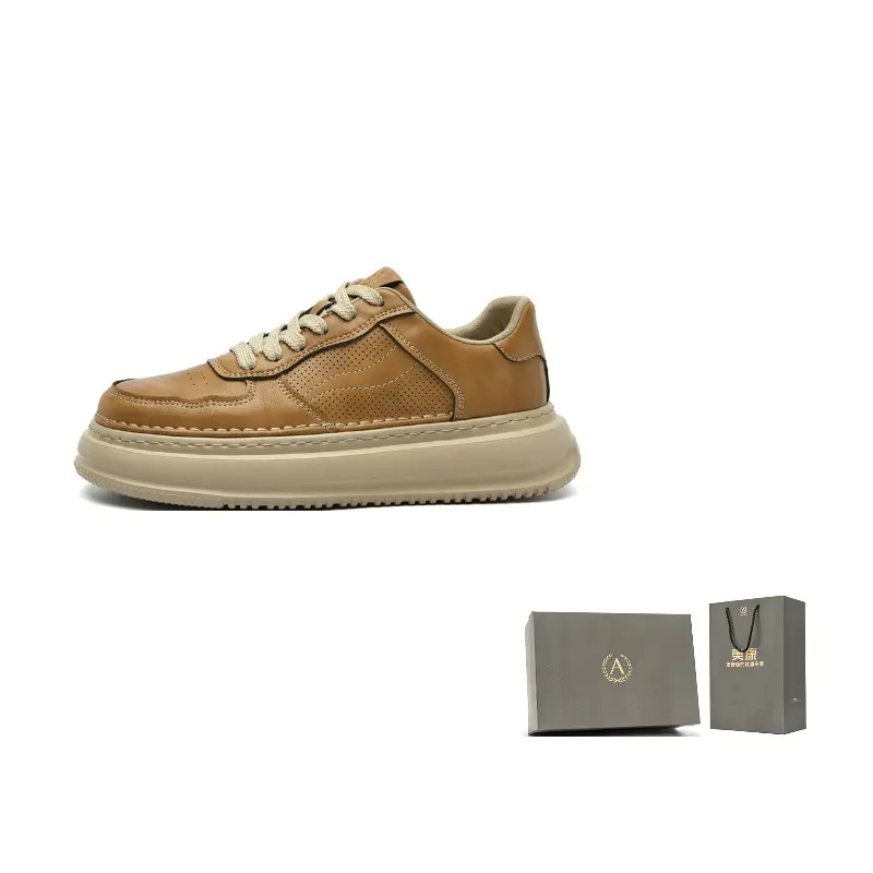 AOKANG Air Force One серии устойчивые к истиранию легкие увеличивающие рост низкие скейтборд кроссовки мужские - пшенично-желтые перфорированные, цвет Wheat Yellow Perforated 
AOKANG Air Force One серии устойчивые к истиранию легкие увеличивающие рост низкие скейтборд кроссовки мужские - пшенично-желтые перфорированные, цвет Wheat Yellow Perforated