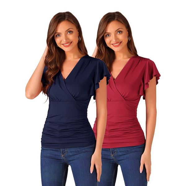 2 упаковки блузки с запахом для женщин летние с v-образным вырезом и рукавами-рюшами Inspire Chic, Dark Blue Dark Red
2 упаковки блузки с запахом для женщин летние с v-образным вырезом и рукавами-рюшами Inspire Chic, Dark Blue Dark Red