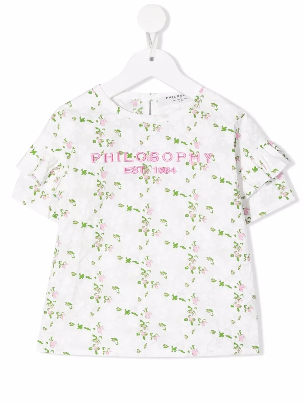 Футболка с цветочным принтом Philosophy Di Lorenzo Serafini Kids, белый 
Футболка с цветочным принтом Philosophy Di Lorenzo Serafini Kids, белый