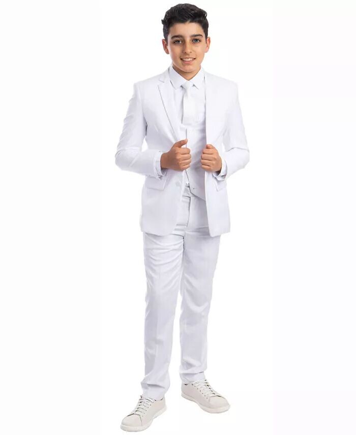 Однотонный костюм для большого мальчика, состоящий из 5 предметов: рубашка, галстук, куртка, жилет и брюки Perry Ellis, белый
Однотонный костюм для большого мальчика, состоящий из 5 предметов: рубашка, галстук, куртка, жилет и брюки Perry Ellis, белый