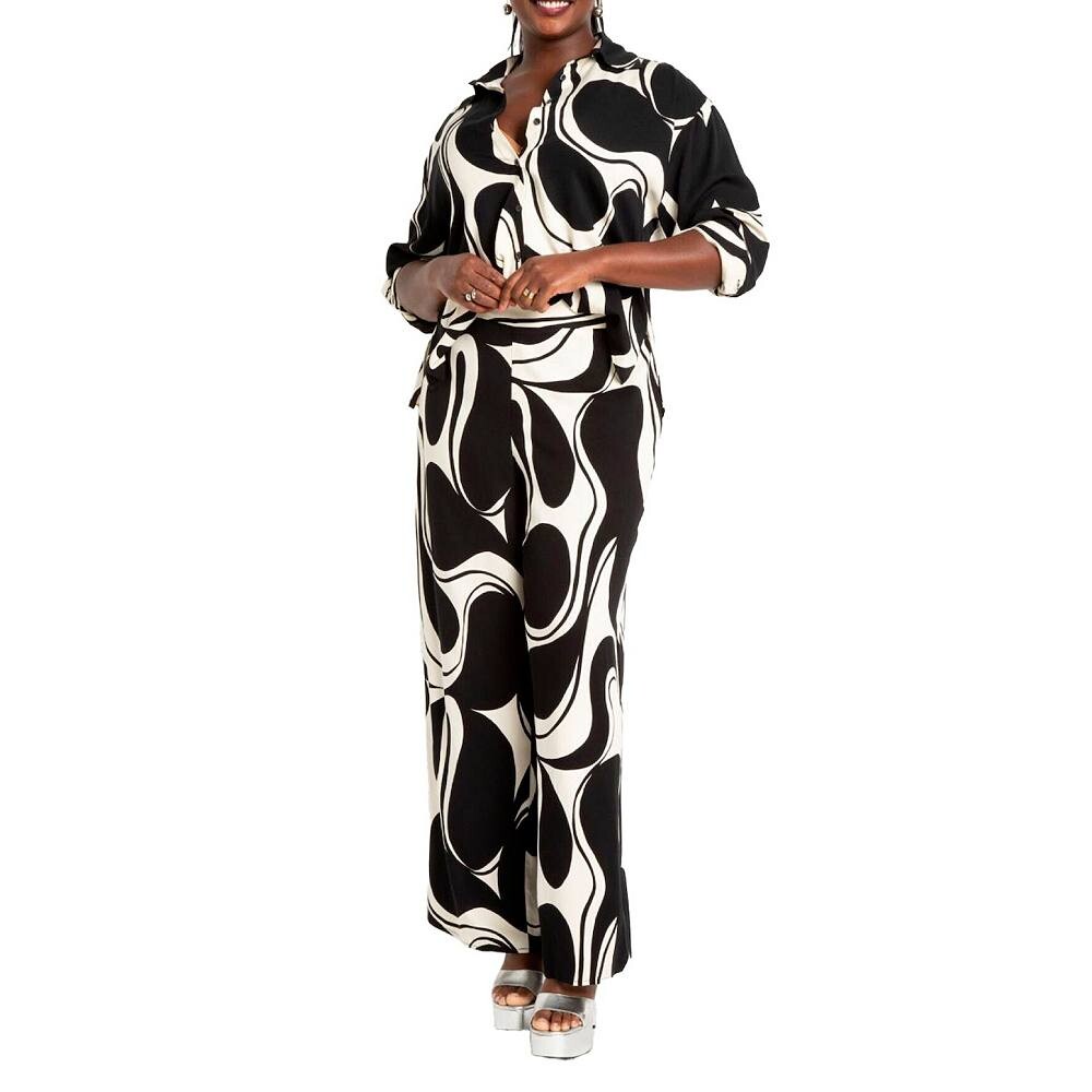 Женские широкие брюки Eloquii больших размеров с принтом ELOQUII, цвет Cookies And Cream 
Женские широкие брюки Eloquii больших размеров с принтом ELOQUII, цвет Cookies And Cream