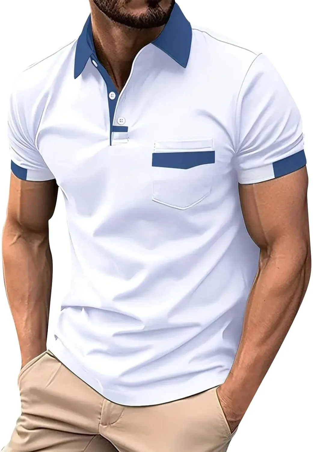 Поло для мужчин, короткий рукав, контрастный воротник, классический крой, карман, S-3XL
Поло для мужчин, короткий рукав, контрастный воротник, классический крой, карман, S-3XL