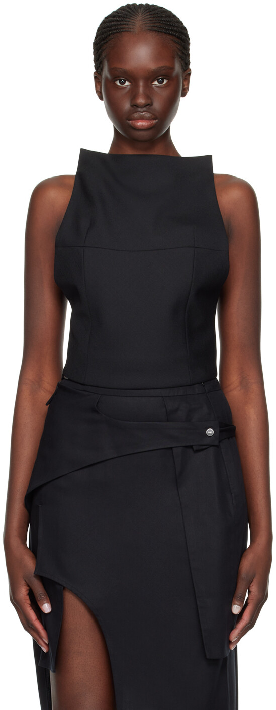 Черная майка с тройным разрезом Heliot Emil 
Черная майка с тройным разрезом Heliot Emil