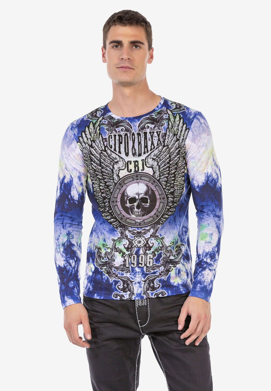 Рубашка с длинными рукавами и модными принтами CIPO & BAXX, синий 
Рубашка с длинными рукавами и модными принтами CIPO & BAXX, синий
