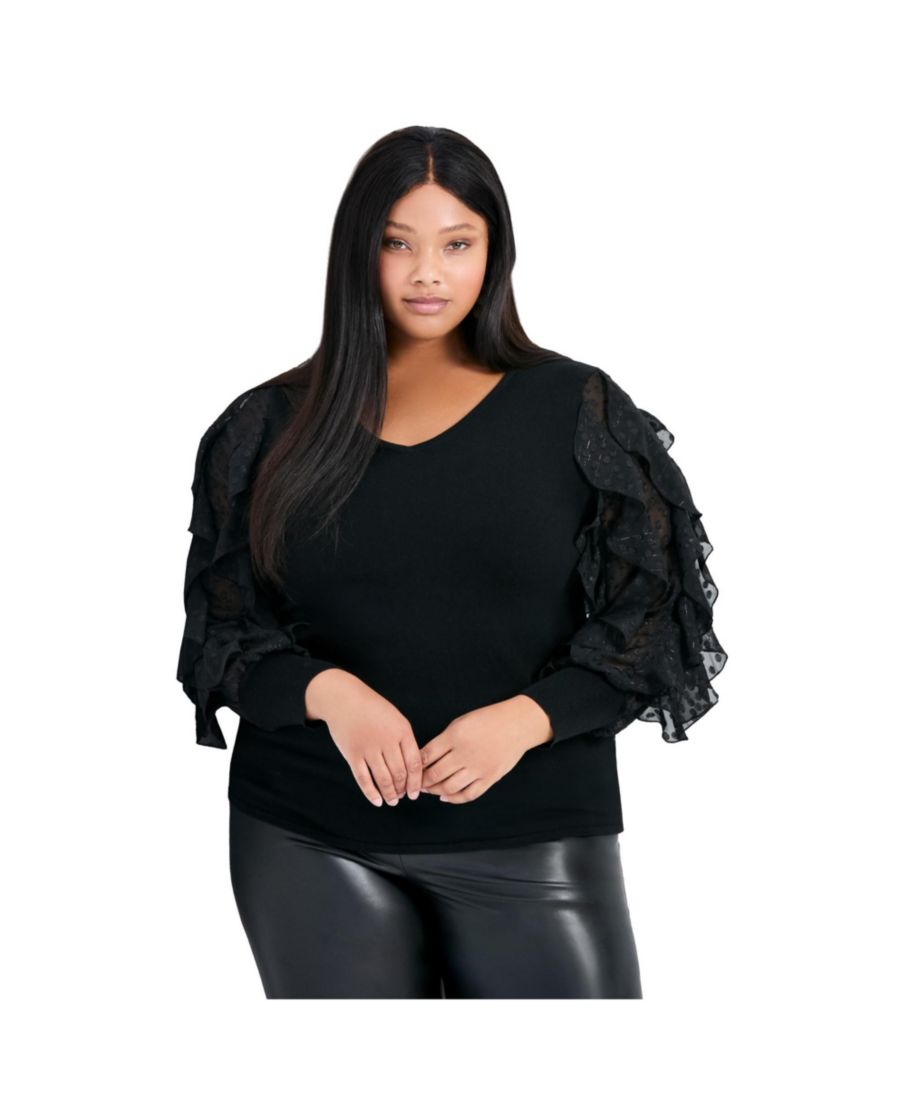 Женский свитер с оборками на рукавах AVENUE, Black
Женский свитер с оборками на рукавах AVENUE, Black