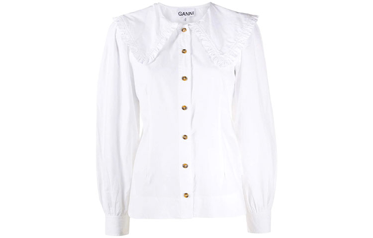 Рюшированная Поплиновая Рубашка GANNI, Белая
Рюшированная Поплиновая Рубашка GANNI, Белая