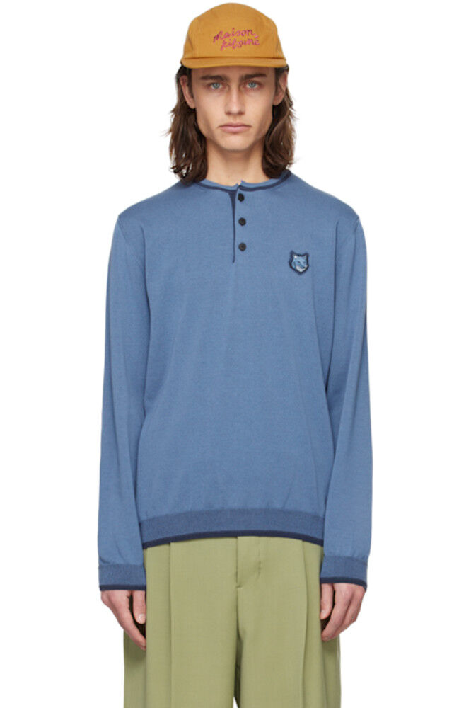 Синяя жирная лисья голова Хенли Maison Kitsuné
Синяя жирная лисья голова Хенли Maison Kitsuné