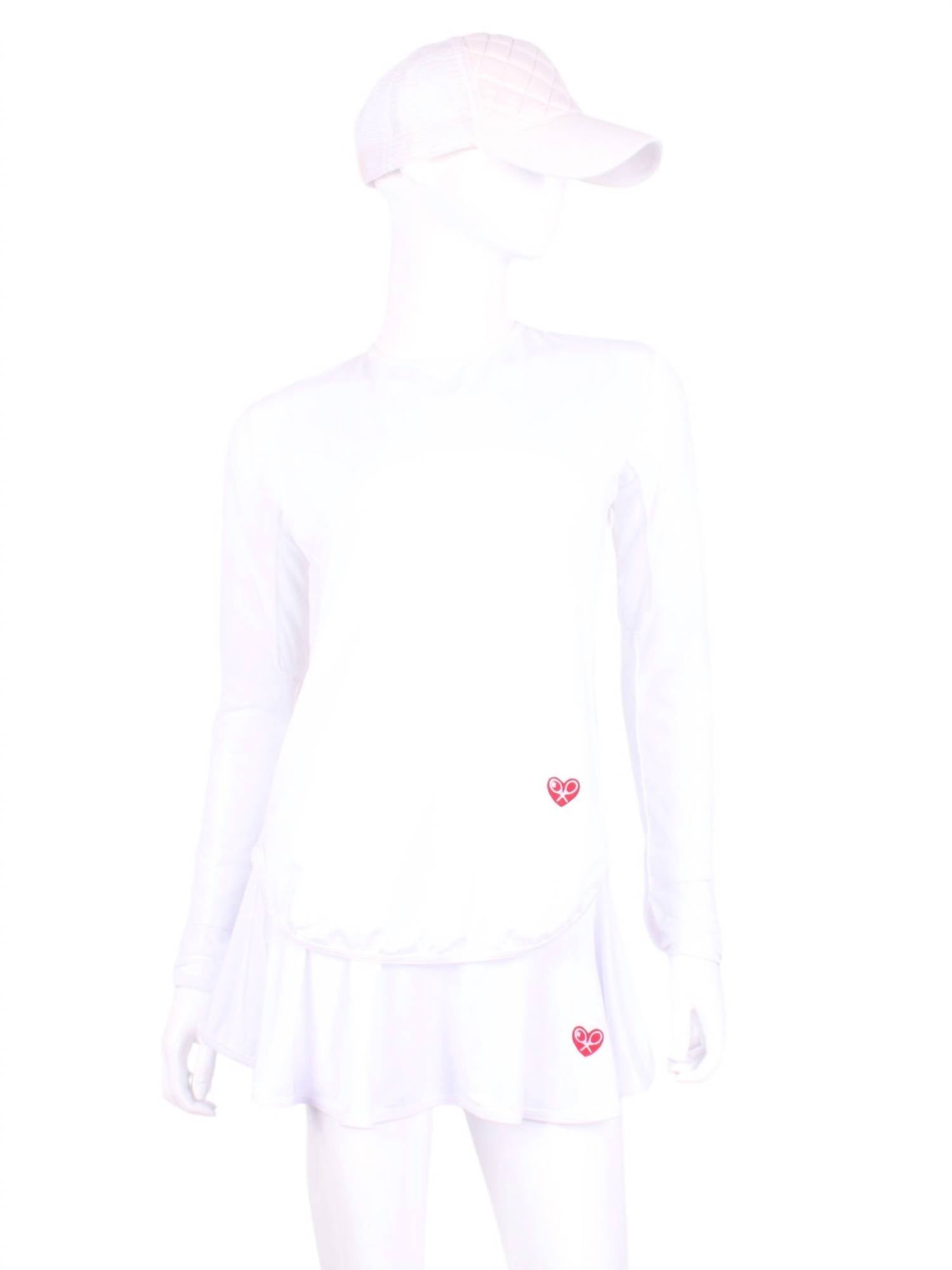 Женская белая футболка с длинными рукавами и сетчатыми вставками Love Love Tennis
Женская белая футболка с длинными рукавами и сетчатыми вставками Love Love Tennis