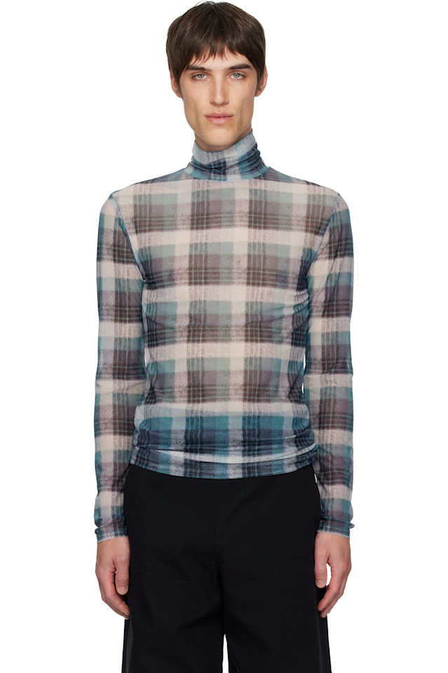 Dries Van Noten Синяя сетчатая водолазка
Dries Van Noten Синяя сетчатая водолазка