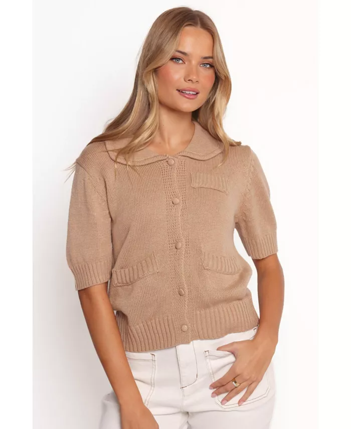 Женский кардиган с римскими пуговицами спереди Petal and Pup, коричневый/бежевый 
Женский кардиган с римскими пуговицами спереди Petal and Pup, коричневый/бежевый