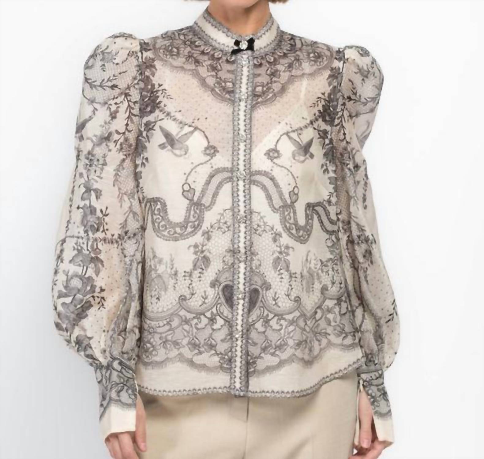 Кринолин с рукавами-фонариками блуза в цвете слоновая кость/черный Zimmermann
Кринолин с рукавами-фонариками блуза в цвете слоновая кость/черный Zimmermann